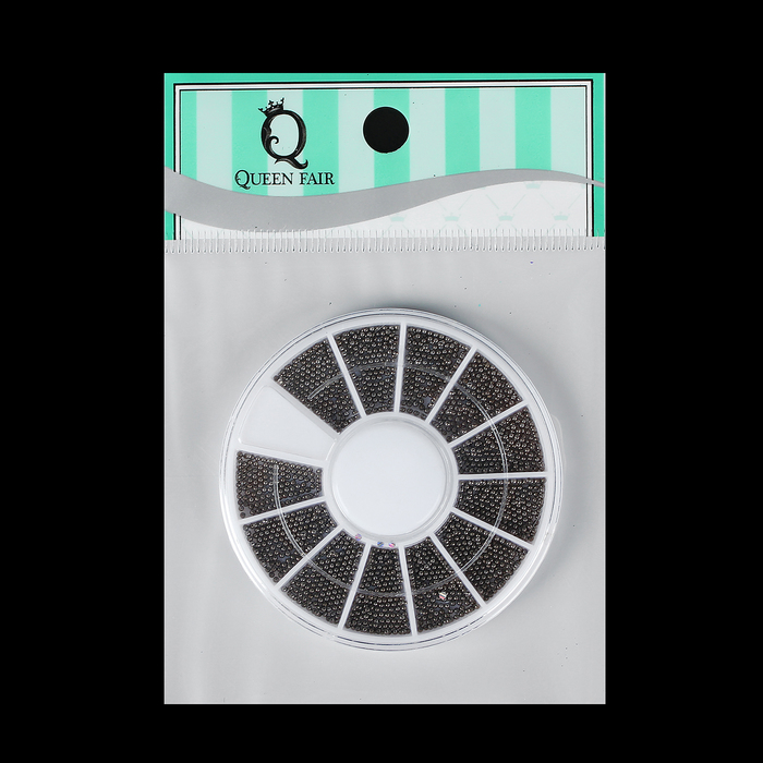 Бульонки для декора ногтей, d=1мм, 12 ячеек, цвет чёрный