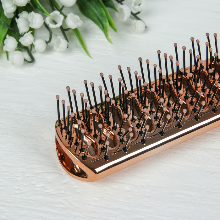 Расчёска массажная, прямоугольная, вентилируемая, цвет медный