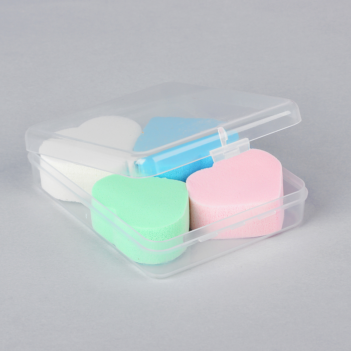 Набор спонжей для нанесения косметики "Сердца", 4шт, цвет МИКС