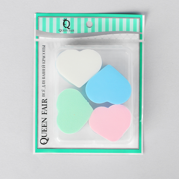 Набор спонжей для нанесения косметики "Сердца", 4шт, цвет МИКС