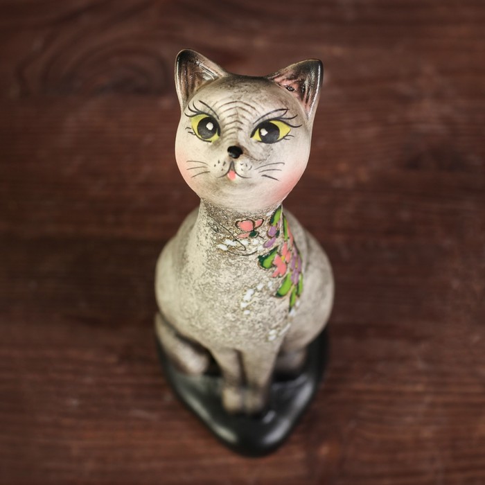 Копилка "Кися" шамот, серая