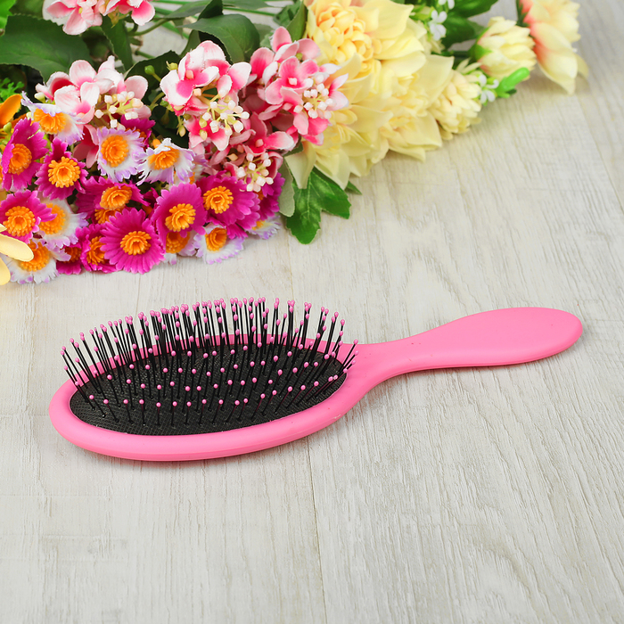 Расчёска массажная, для мокрых волос, овальная, цвета МИКС