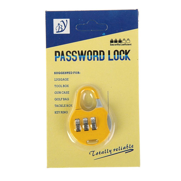 Замок навесной кодовый, Type 3, желтый