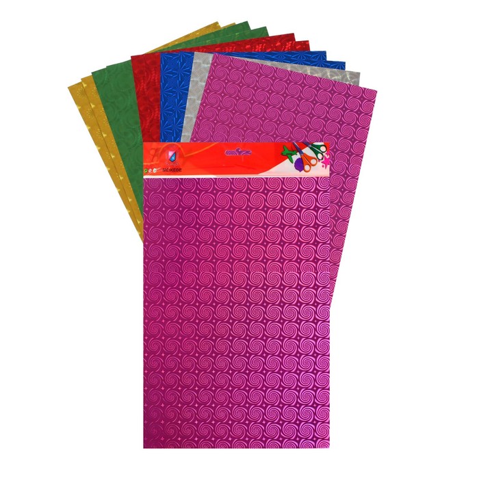 Картон цветной формат А4 6 листов 6 цветов голографический