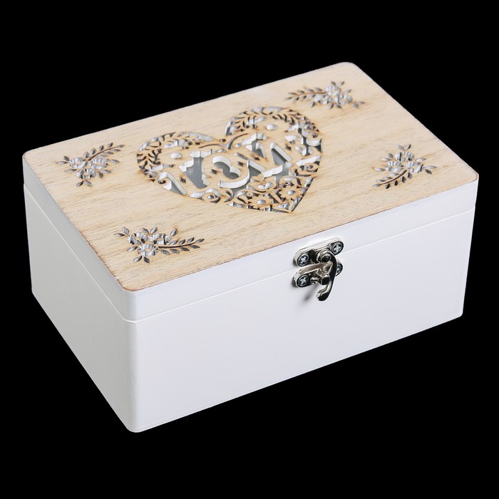 Шкатулка дерево с делениями &quot;Любовь в сердце&quot; 7,5х17х11 см