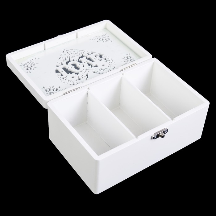 Шкатулка дерево с делениями "Любовь в сердце" 7,5х17х11 см