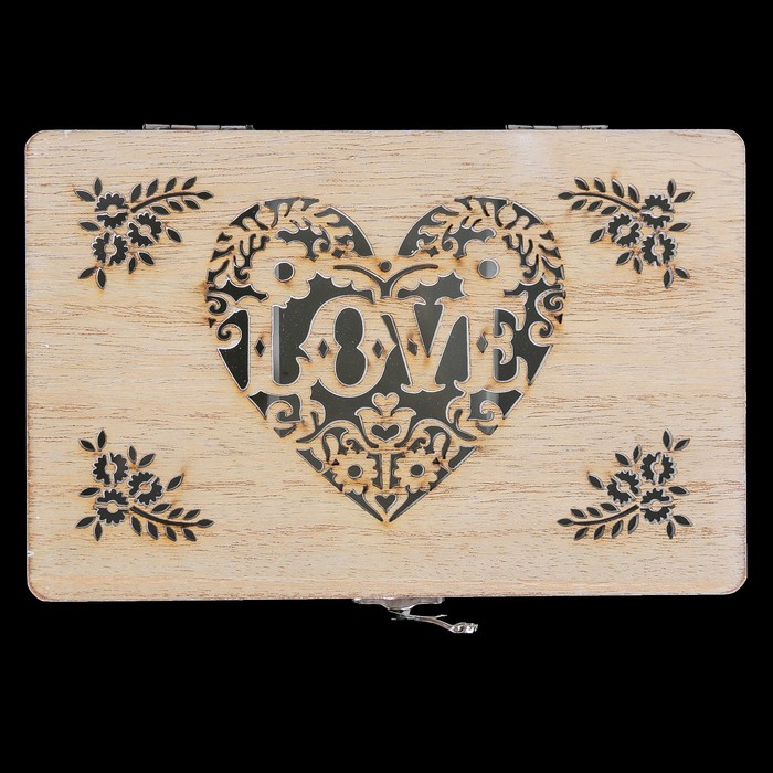 Шкатулка дерево с делениями "Любовь в сердце" 7,5х17х11 см