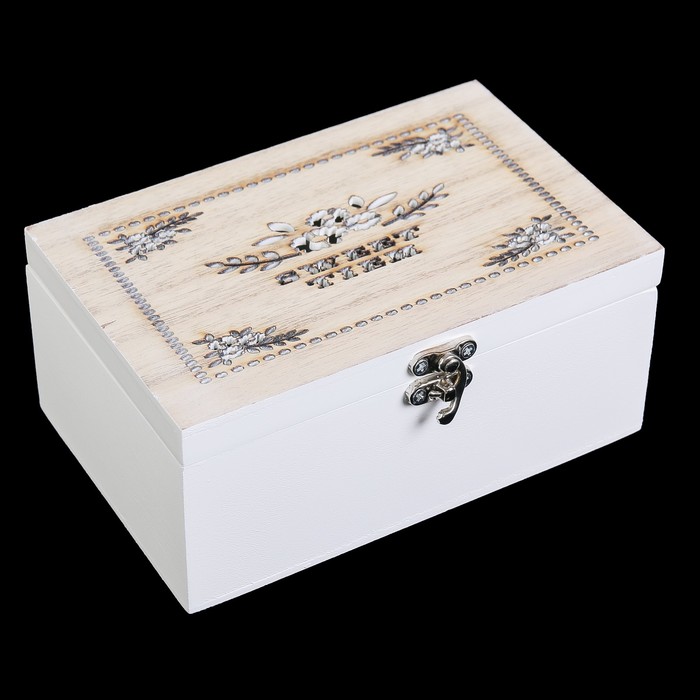 Шкатулка дерево с делениями "Цветочки" 7,5х17х11 см