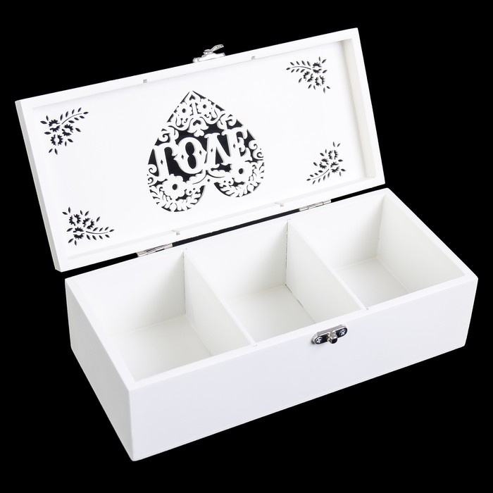 Шкатулка дерево с делениями "Любовь в сердце" 7,5х24х11 см