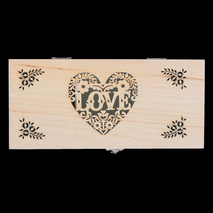 Шкатулка дерево с делениями "Любовь в сердце" 7,5х24х11 см