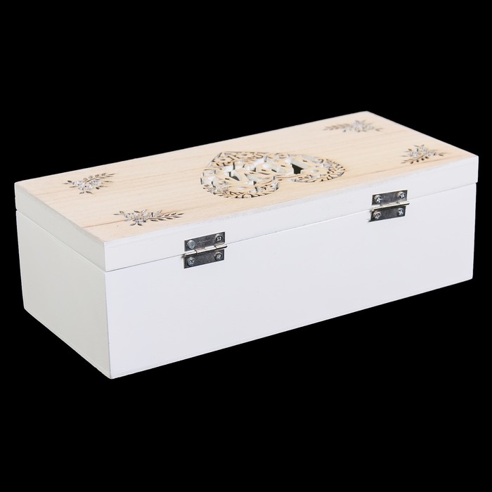 Шкатулка дерево с делениями "Любовь в сердце" 7,5х24х11 см