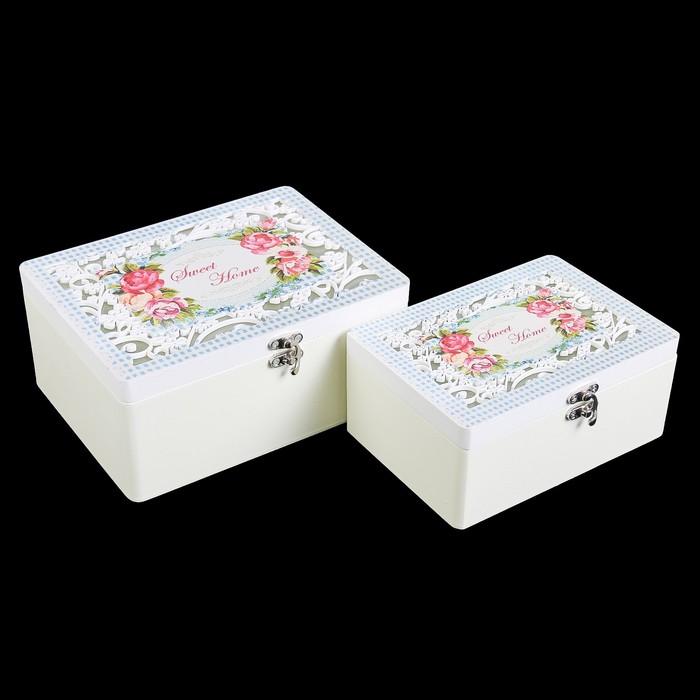 Шкатулка дерево "Любимый дом" (набор 2 шт) 7,5х17х12 см 9х20х15,5 см