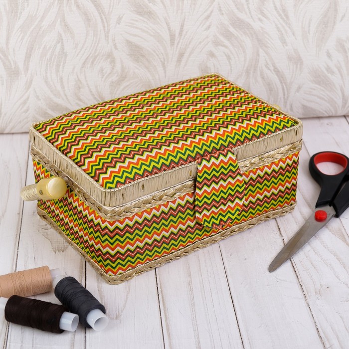 Шкатулка для рукоделия "Зигзаг радуга" 9,5х19,5х13 см