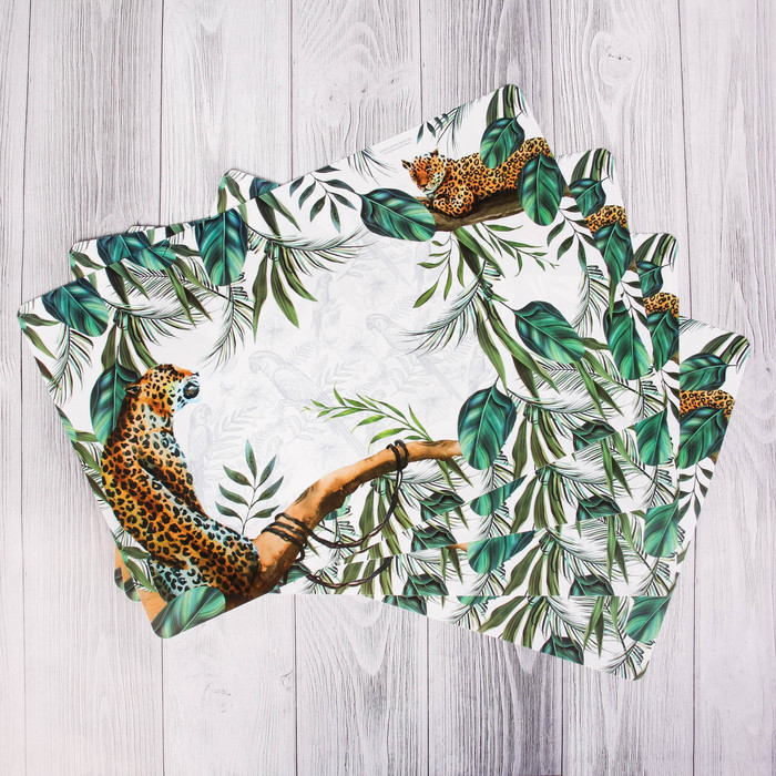 Набор салфеток на стол "Леопарды" 4 шт. 43 х 28 см