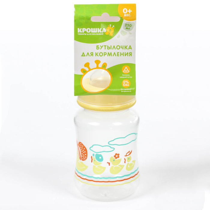 Бутылочка для кормления, 250 мл, от 0 мес., цвета МИКС