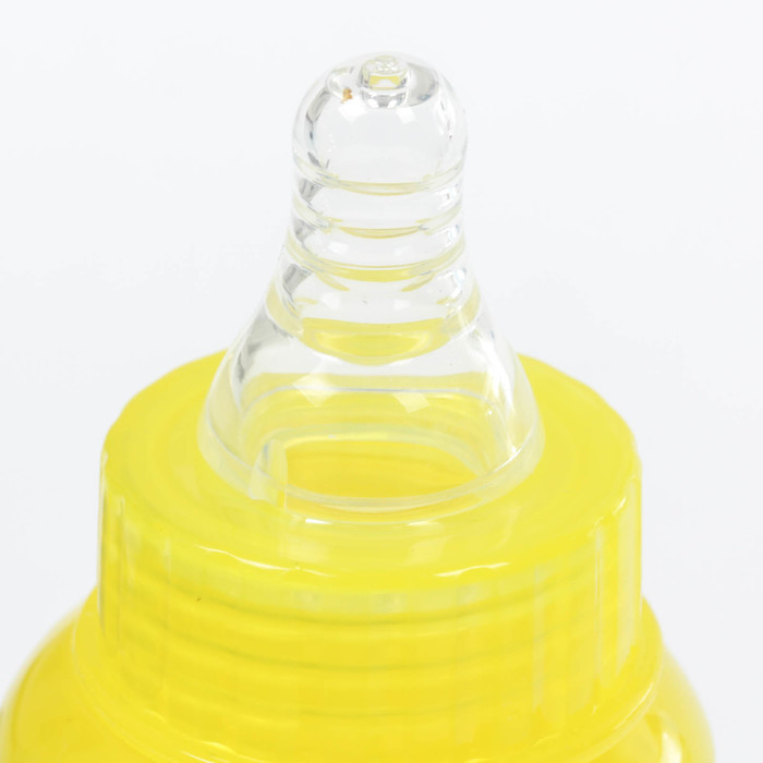 Бутылочка для кормления цветная с ручками, 250 мл, цвет жёлтый, рисунок МИКС