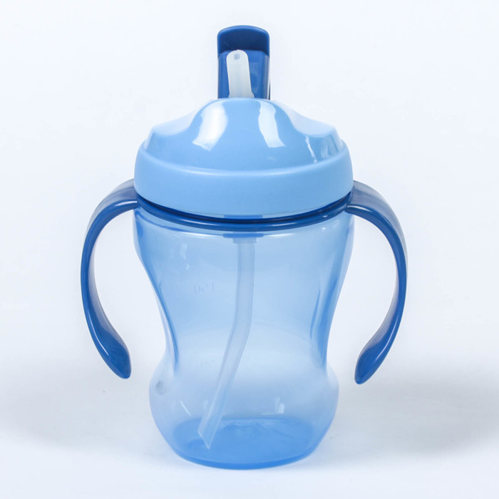 Поильник детский с трубочкой, с ручками, 260 мл, от 5 мес., цвет голубой