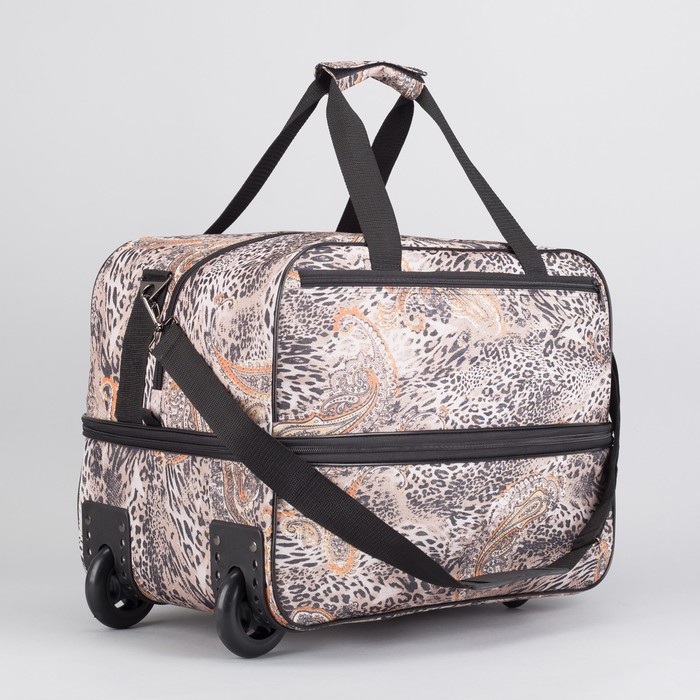 Сумка дорожная на колёсах, с расширением, 1 отдел, наружный карман, цвет бежевый