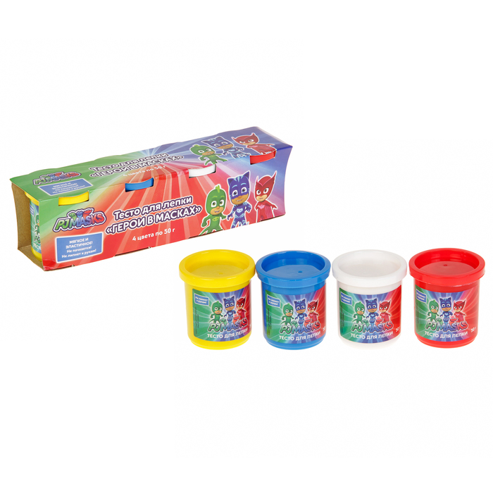 Тесто для лепки "Герои в масках", 4 цвета по 50 г