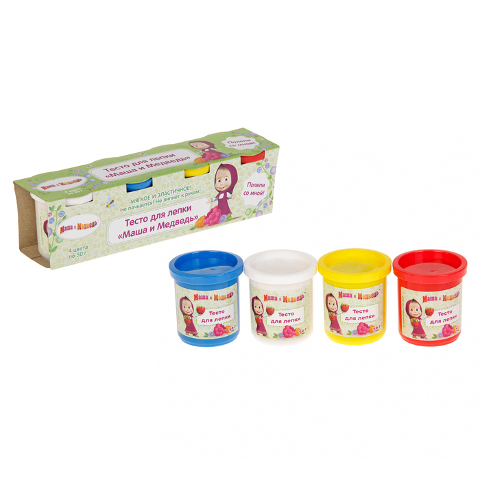 Тесто для лепки "Маша и Медведь", 4 х 50 г