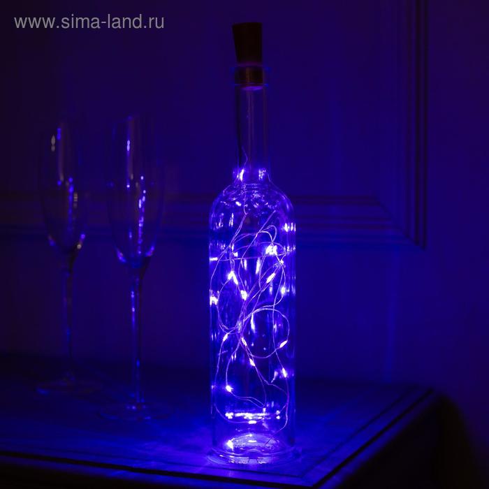 

Гирлянда «Нить» 2 м роса с пробкой, IP20, серебристая нить, 20 LED, свечение фиолетовое, LR44х3