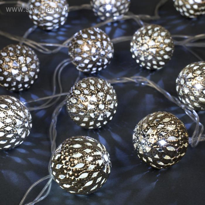 фото Гирлянда "нить" 4 м с насадками "шарик с узором", ip20, прозрачная нить, 20 led, свечение белое, 8 режимов, 220 в luazon lighting
