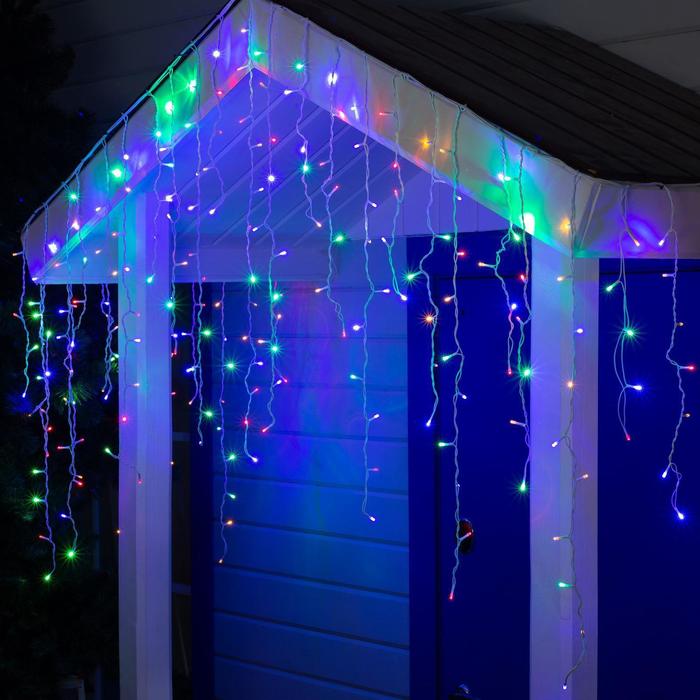 

Гирлянда «Бахрома» 3 × 0.9 м, IP44, УМС, белая нить, 232 LED, свечение мульти, 220 В
