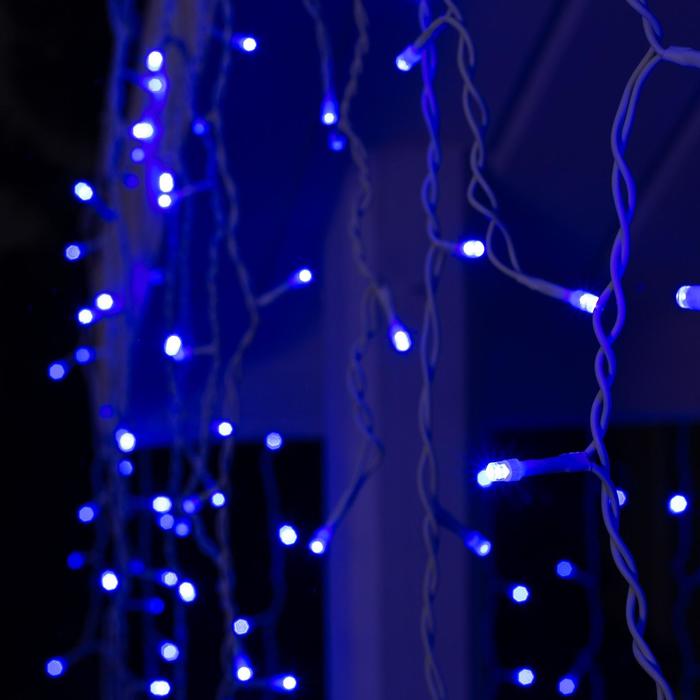 Гирлянда "Бахрома" 3 х 0.9 м , IP44, УМС, белая нить, 232 LED, свечение синее, 220 В