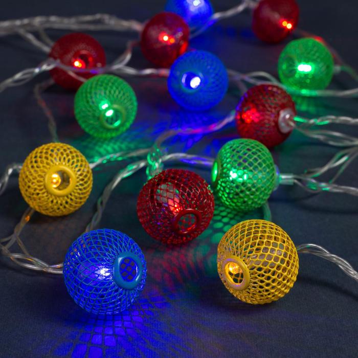 фото Гирлянда "нить" 4 м с насадками "шарик сетка", ip20, прозрачная нить, 20 led, свечение мульти, 8 режимов, 220 в luazon lighting
