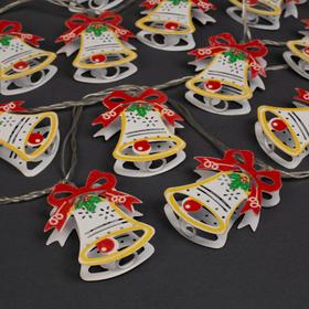 

Гирлянда «Нить» 4 м с насадками «Колокольчик», IP20, прозрачная нить, 20 LED, свечение мульти, 8 режимов, 220 В