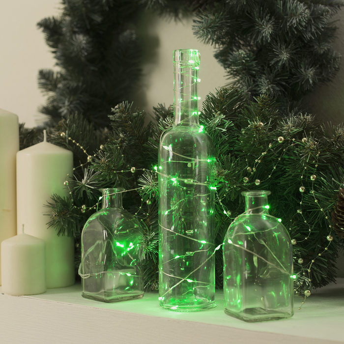 НИТЬ, 3 м. "Роса", LED-30-6V, (LR2032 2 шт.в комплекте), 1 режим, ЗЕЛЕНЫЙ