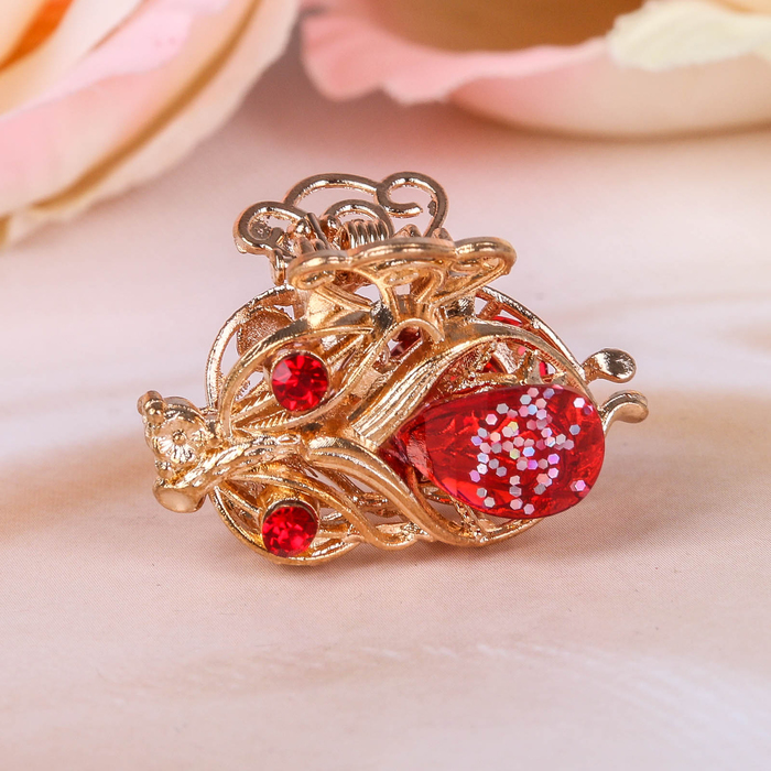 Краб для волос "Цветок с блеском" 2,5 см, микс