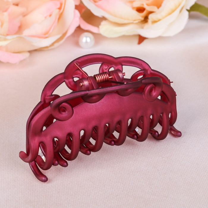 Краб для волос "Двойной зубец" 8 см кружева,микс