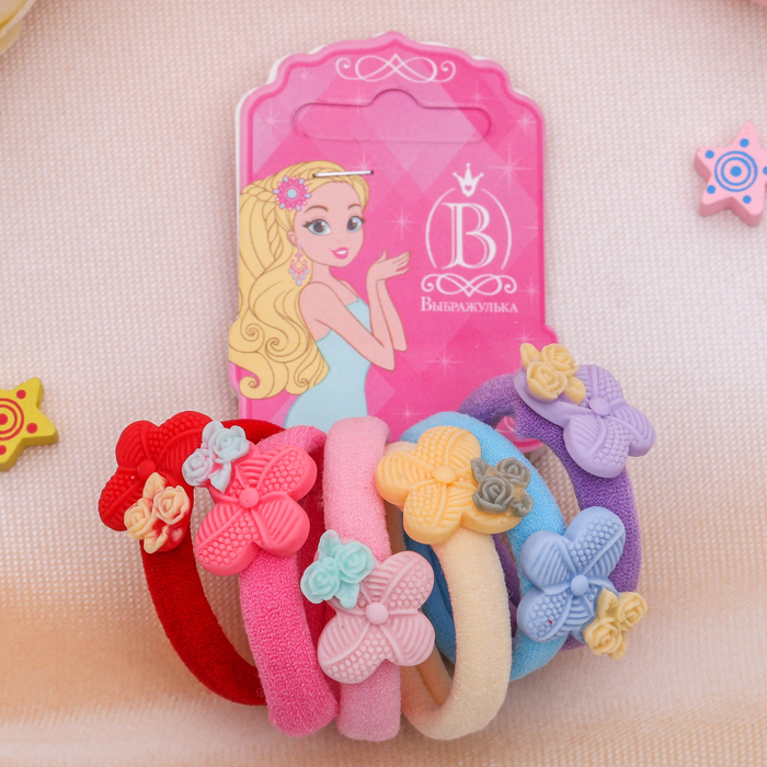 Резинка для волос "Сказочная" (набор 6 шт) бабочка