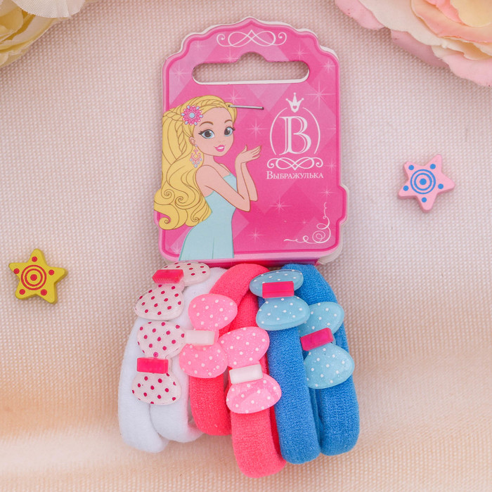 Резинка для волос "Пастилка" (набор 6 шт) бантик