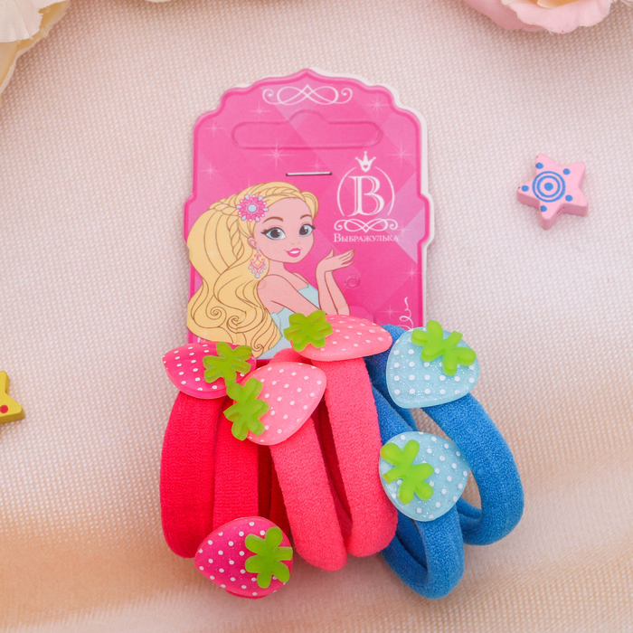 Резинка для волос "Пастилка" (набор 6 шт) клубничка