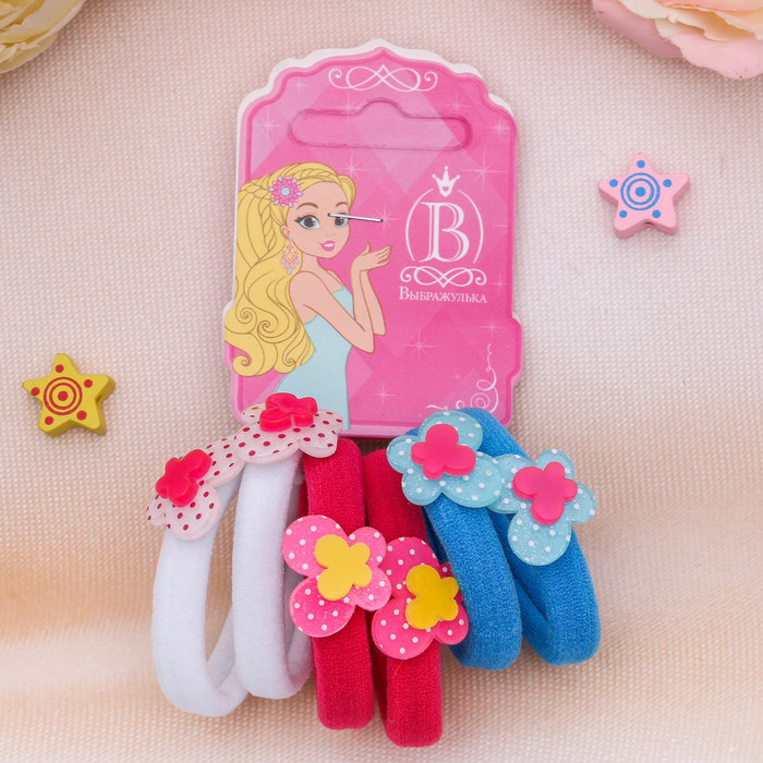 Резинка для волос "Пастилка" (набор 6 шт) бабочка