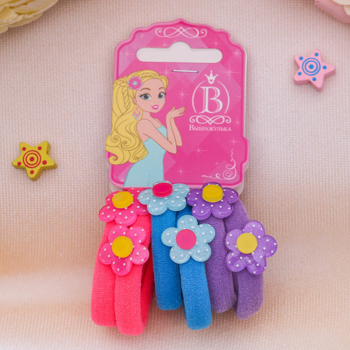 Резинка для волос "Пастилка" (набор 6 шт) цветок