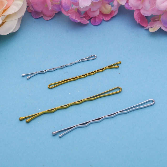 Невидимка для волос "Фермино" 5 см, 6 см (набор 40 шт) золото/серебро