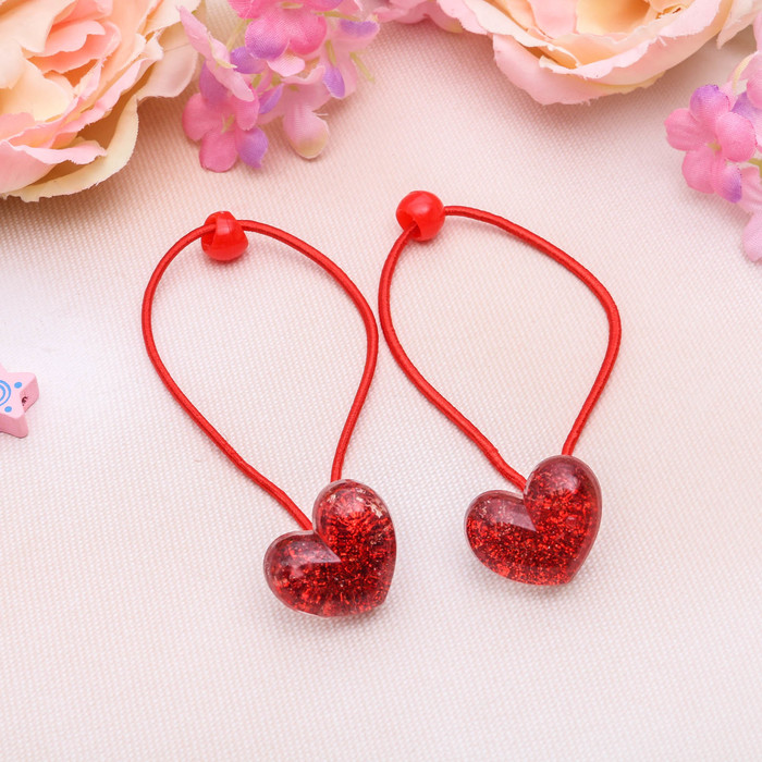 Резинка для волос "Суперблеск" сердце, микс (цена за пару)