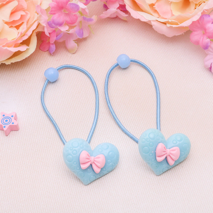 Резинка для волос "Пузырьковая" сердце, микс (цена за пару)