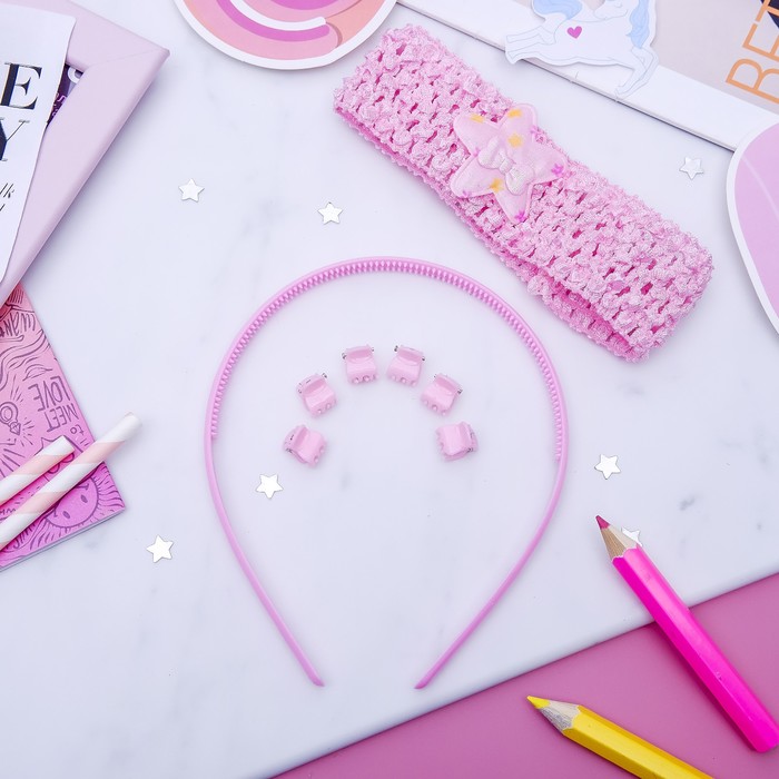 Набор для волос "Феечка" (1 ободок, 1 повязка, 6 крабов) звезда