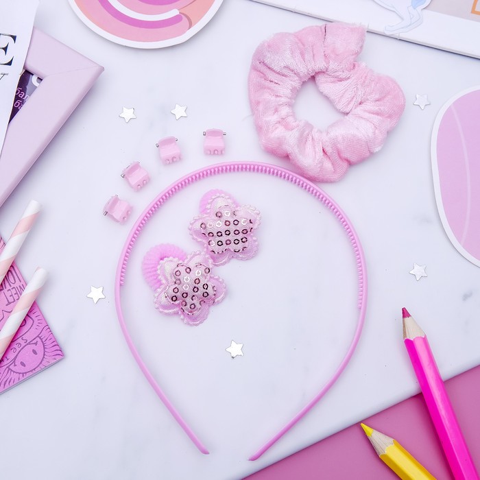 Набор для волос "Феечка" (1 ободок,3 резинки,4 краба) цветочки