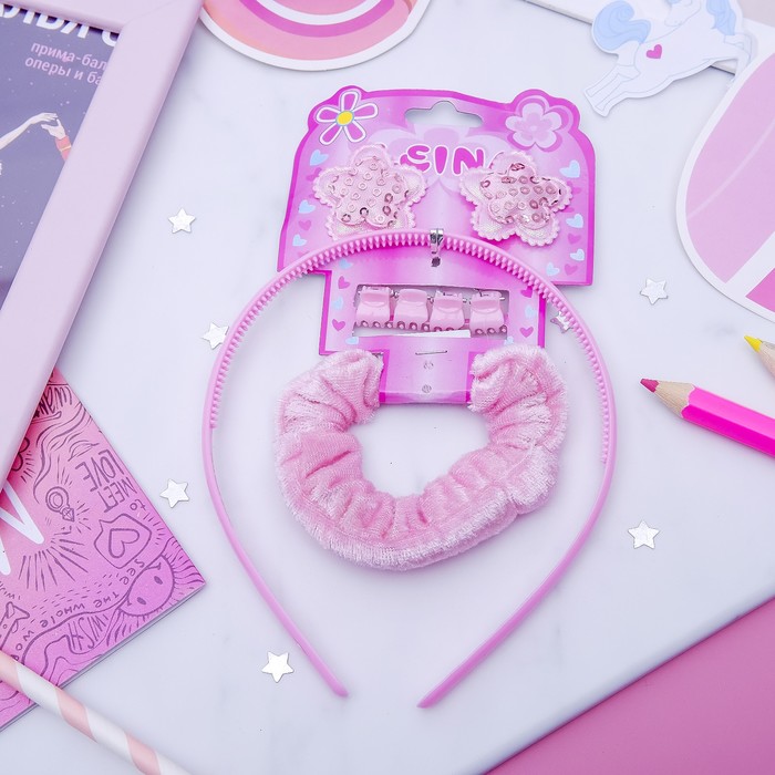 Набор для волос "Феечка" (1 ободок,3 резинки,4 краба) цветочки