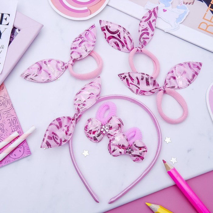 Набор для волос "Феечка" (1 ободок,5 резинок) ушки перелив