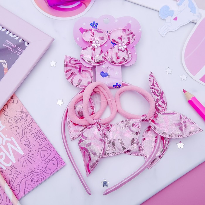 Набор для волос "Феечка" (1 ободок,5 резинок) ушки перелив