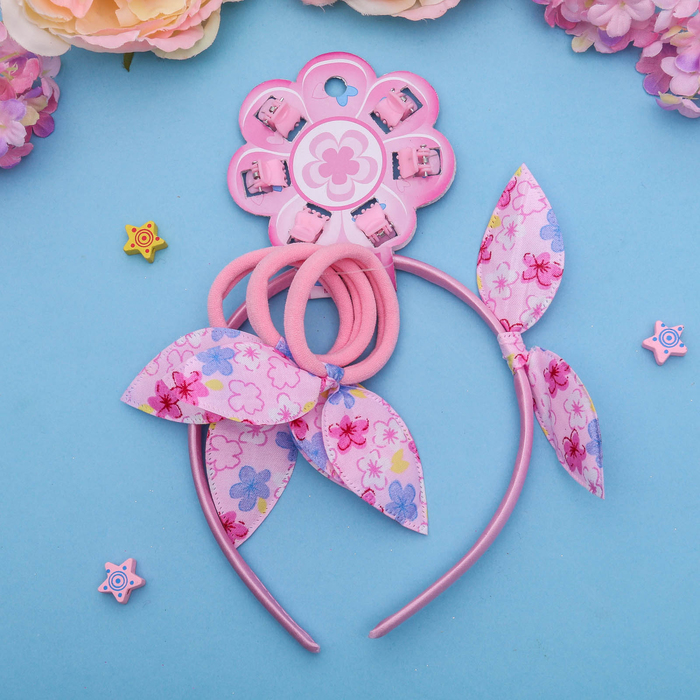 Набор для волос "Феечка" (1 ободок, 3 резинки, 6 крабов) ушки цветочные