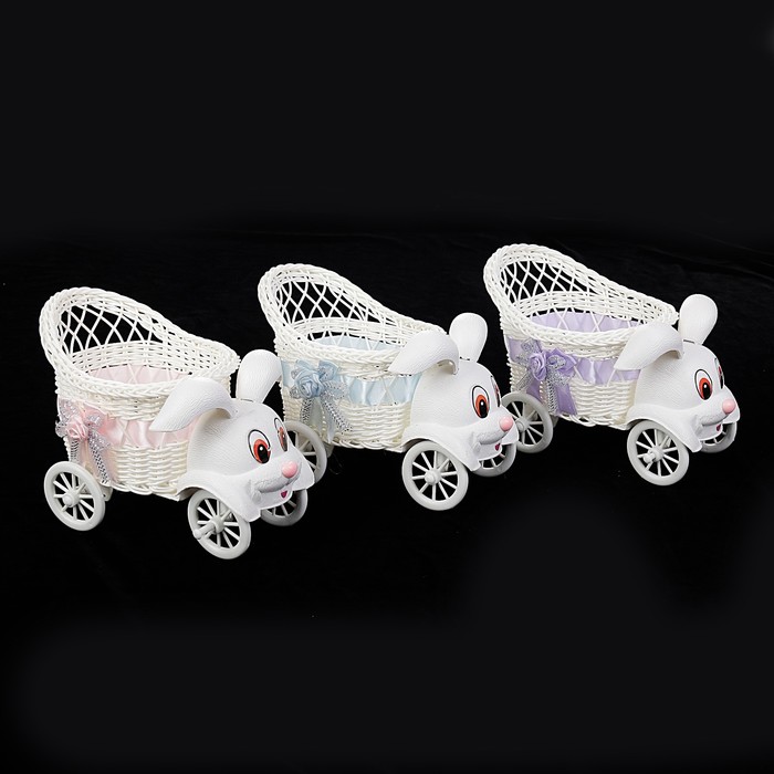 Корзина декоративная "Грузовичок - зайка" МИКС 14,5х18х12 см