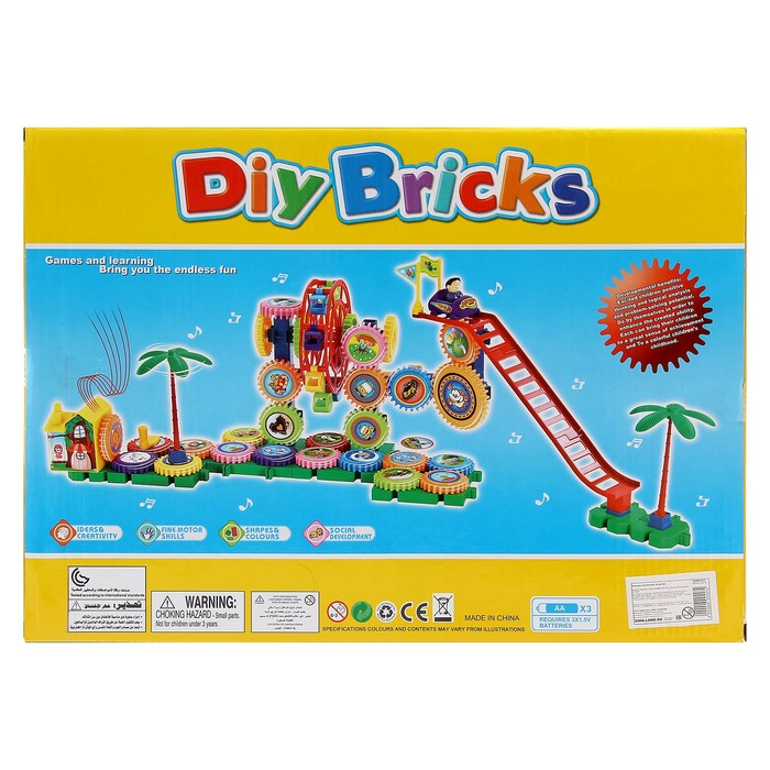 Конструктор шестерёнки «Аттракцион», работает от батареек, 64 детали