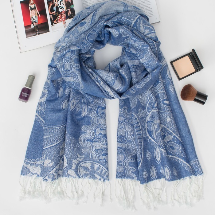 Палантин текстильный, размер 70х180, цвет синий P2665_5